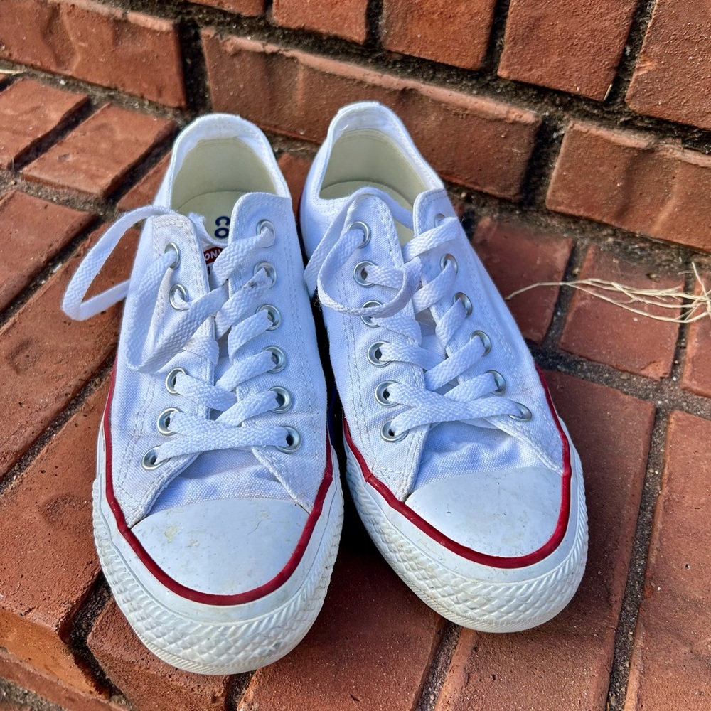 Converse White and Red Athletic Shoes